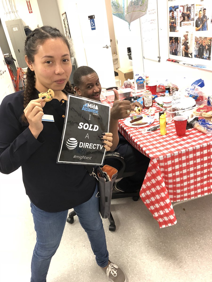 AndrewLeist's tweet photo. We still snacking over here on leftovers at Dobbination... AND SELLING SOME DIRECTV PREMIUM!!! Suki with our 2nd premium of the day!!! #PrimeTime #MidAtlanticTakeover #SheerDisruption @404girl @MrsJaronfelder @MikeJablonski5 @DouglasJanifer @DobbinStr0ng https://t.co/nWaOGZJZe0