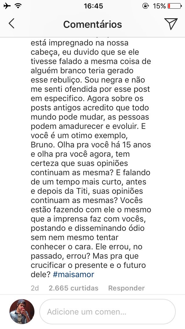 bernardooroccha's tweet photo. Comentário dessa mulher que é negra na foto do bruno gagliasso boicotando o cocielo,o que falta no brasileiro realmente é interpretação de texto https://t.co/LLVMbm1xzJ