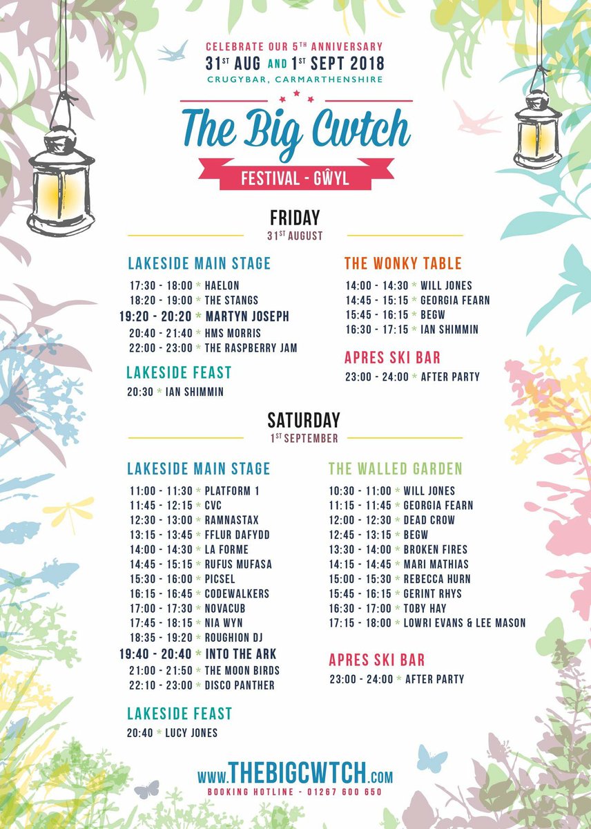 Did somebody say ‘set times’? Here you go folks 

We hope this won't change but you will be the first to know if it does......

All our tickets can be purchased easily via our website, what are you waiting for?

thebigcwtch.com/shop-booking-o…