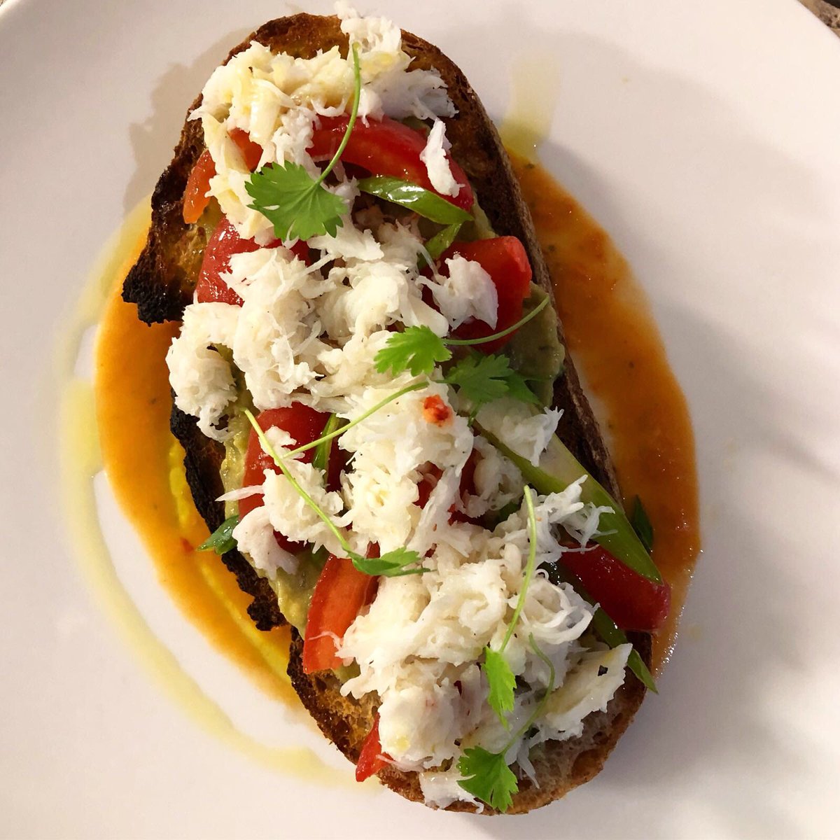 Whitby bay crab, avocado &amp; tomato. 😋