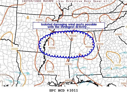 Nws Storm Prediction Center 3 04pm Cdt Spc Md 1011 Alwx Mswx Arwx T Co Rfzjuoqpqh