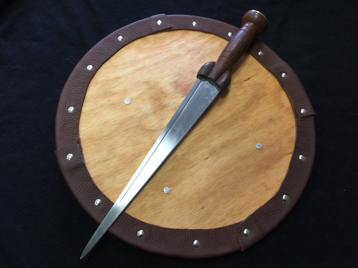 WeSellSwords's tweet photo. Simple #Scottish #Roundshield for #HEMA training or #Stagefighting that we completed yesterday , DAC is proud to offer several different sizes and styles of shields.  All produced locally here in #Calgary #YYC #madeinyyc #madeincalgary https://t.co/okhDNLGOwh