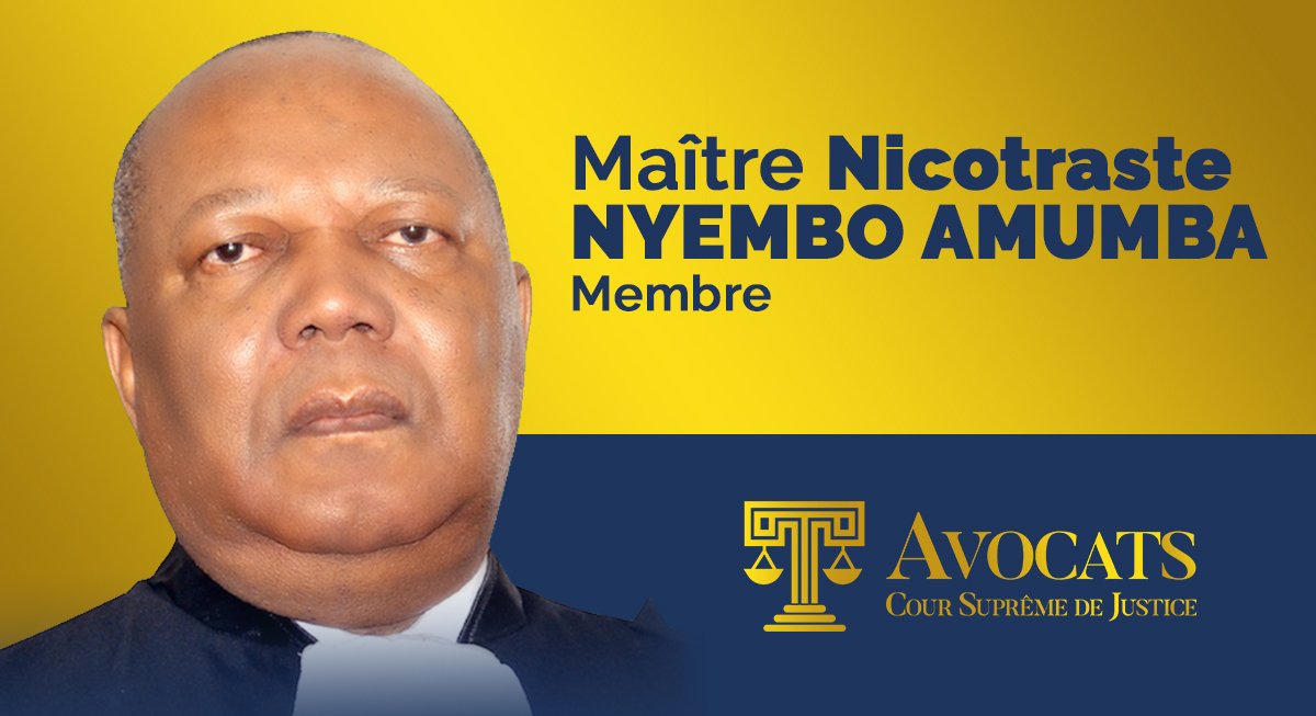Maître Nicotraste NYEMBO AMUMBA est membre du barreau près de la #CSJ. Il a prêté serment comme Avocat à la #CSJ le 29 Novembre 2017 après avoir presté en qualité d’avocat à la Cour d’appel de Kinshasa depuis le 09 Octobre 1978. buff.ly/2KJpVeB