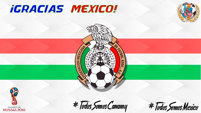 FELICITAMOS A LA SELECCIÓN MEXICANA POR SU PARTICIPACIÓN Y DESEMPEÑO EN LA COPA MUNDIAL DE RUSIA 2018.
<a href="/fifaworldcup_es/">Copa Mundial FIFA 🏆</a>  <a href="/FMF/">Federación Mexicana de Futbol</a> <a href="/miseleccionmx/">Selección Nacional</a> 

#TODOSSOMOSMÉXICO
#TODOSSOMOSCANAMY
#FUERZACANAMY
#SOMOSGUERREROS