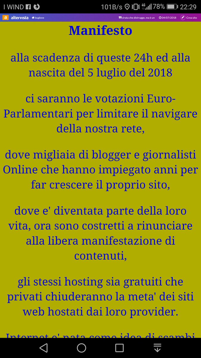 buglovestaff's tweet photo. #ultimeore #manifestiamo
Lottiamo per la libertà dei siti web e della rete libera. https://t.co/cOXv5suKwt