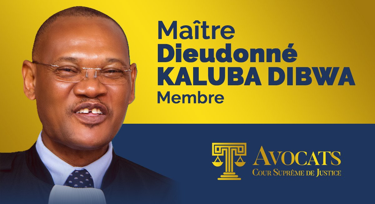 Maître Dieudonné KALUBA DIBWA est membre du barreau près de la Cour suprême de justice. Il a prêté serment comme Avocat à la #CSJ 22 Avril 2016 après avoir presté en qualité d’avocat à la Cour d’appel de Kinshasa depuis le 20 Juillet 1994. buff.ly/2KOhPOL