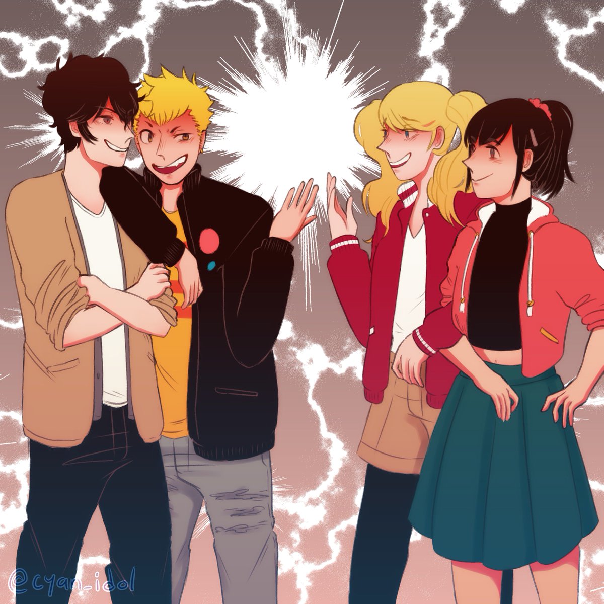cyan_idol's tweet photo. #pegoryuweek2018 Day 4: Rivals

Ryuji and Ren have a friendly discussion with Shiho and Ann about who the cuter couple is

#persona5 #p5 #ryujisakamoto #renamamiya #akirakurusu #anntakamaki #shihosuzui https://t.co/V5RPU1irFT