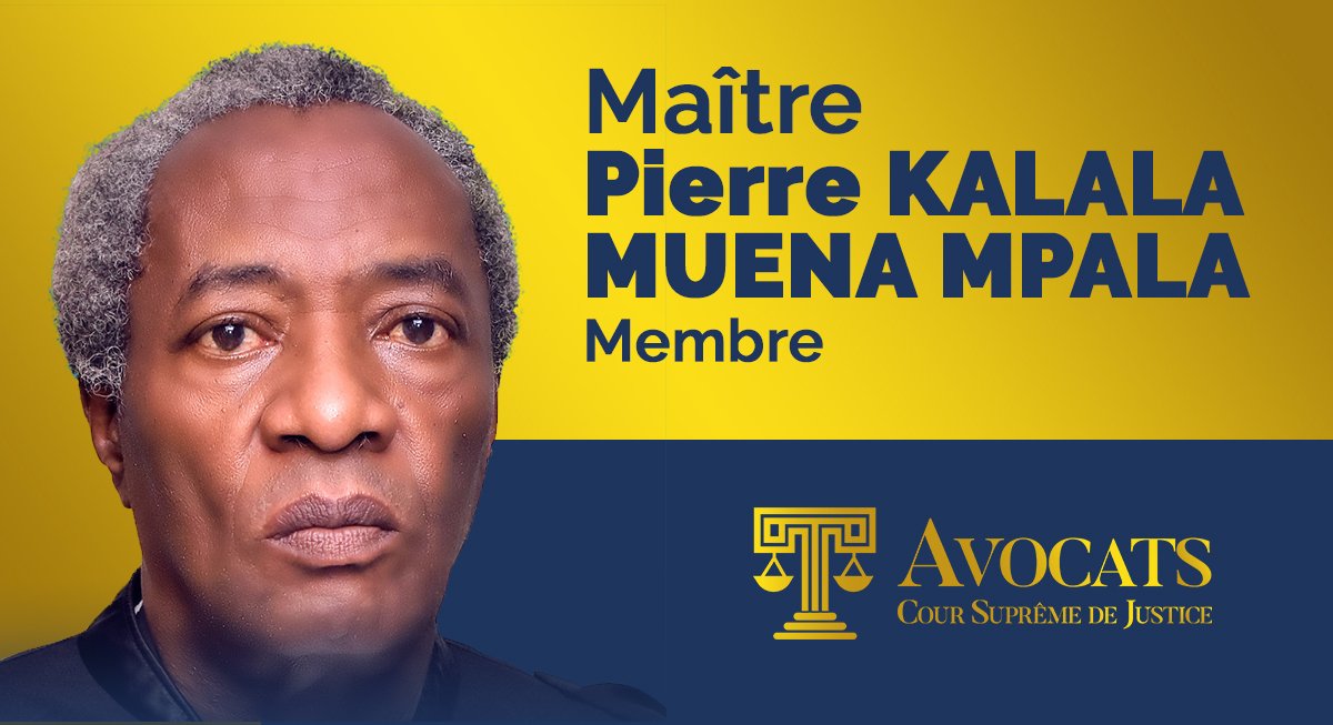 Maître Pierre KALALA MUENA MPALA est membre du barreau près de la Cour suprême de justice. Il a prêté serment comme Avocat à la #CSJ le 07 Mai 2014 après avoir presté en qualité d’avocat à la Cour d’appel de Kinshasa depuis le 13 Septembre 1988. buff.ly/2KvbhZa