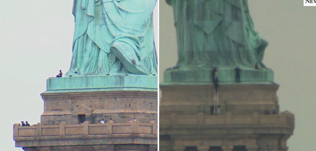 8News WRIC Richmond on Twitter "Woman climbing Statue of Liberty in