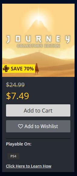 Cheap Ass Gamer On Twitter Journey Collector S Edition Ps4 7 49 Via Psn Ps Plus Price Collector S Edition Includes The Games Flow And Flower Https T Co Csre1eyqhx Https T Co Ka2fzufcy9