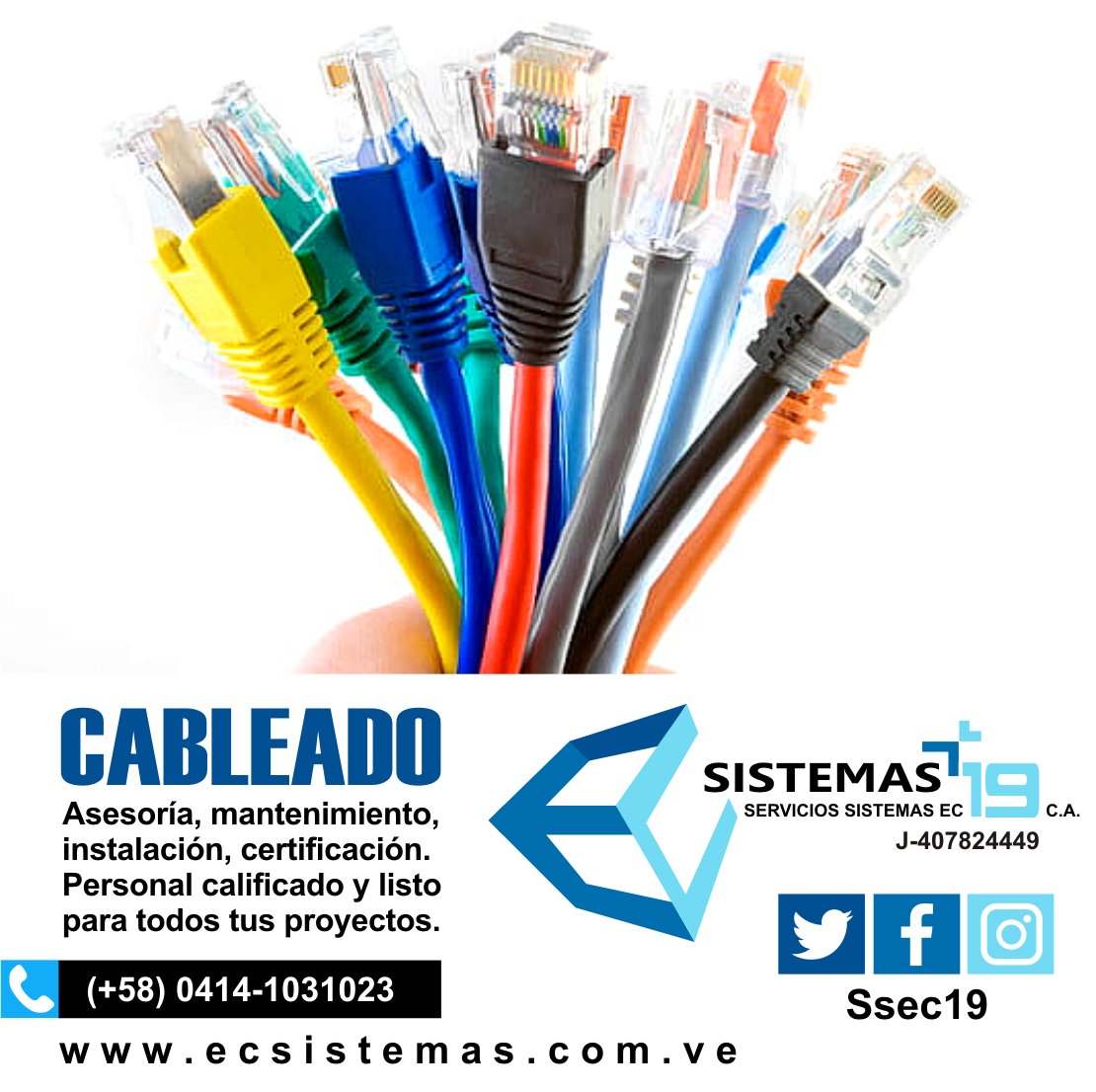 ssec_19's tweet photo. En EC19 te ofrecemos el mejor servicio integral con calidad, garantía y resultados satisfactorios. Contáctanos!!!
#soportetecnico #Cableado #CableadoEstructurado #Tarjetas #Discoduros #computadoras #Memorias #Laptops #Antivirus #software #programas #componentes #servicio https://t.co/7vZjCJPmnx