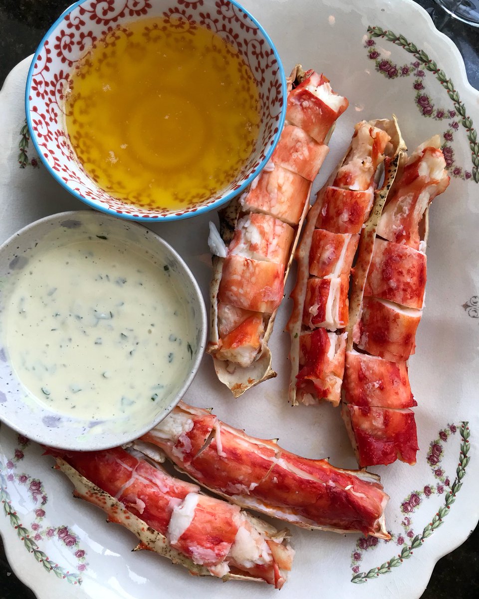 My kinda BBQ... Clarified butta, or lemon mustard aioli — what kind of king crab accoutrement human are you? Says a lot about a person... #Happy4thofJuly