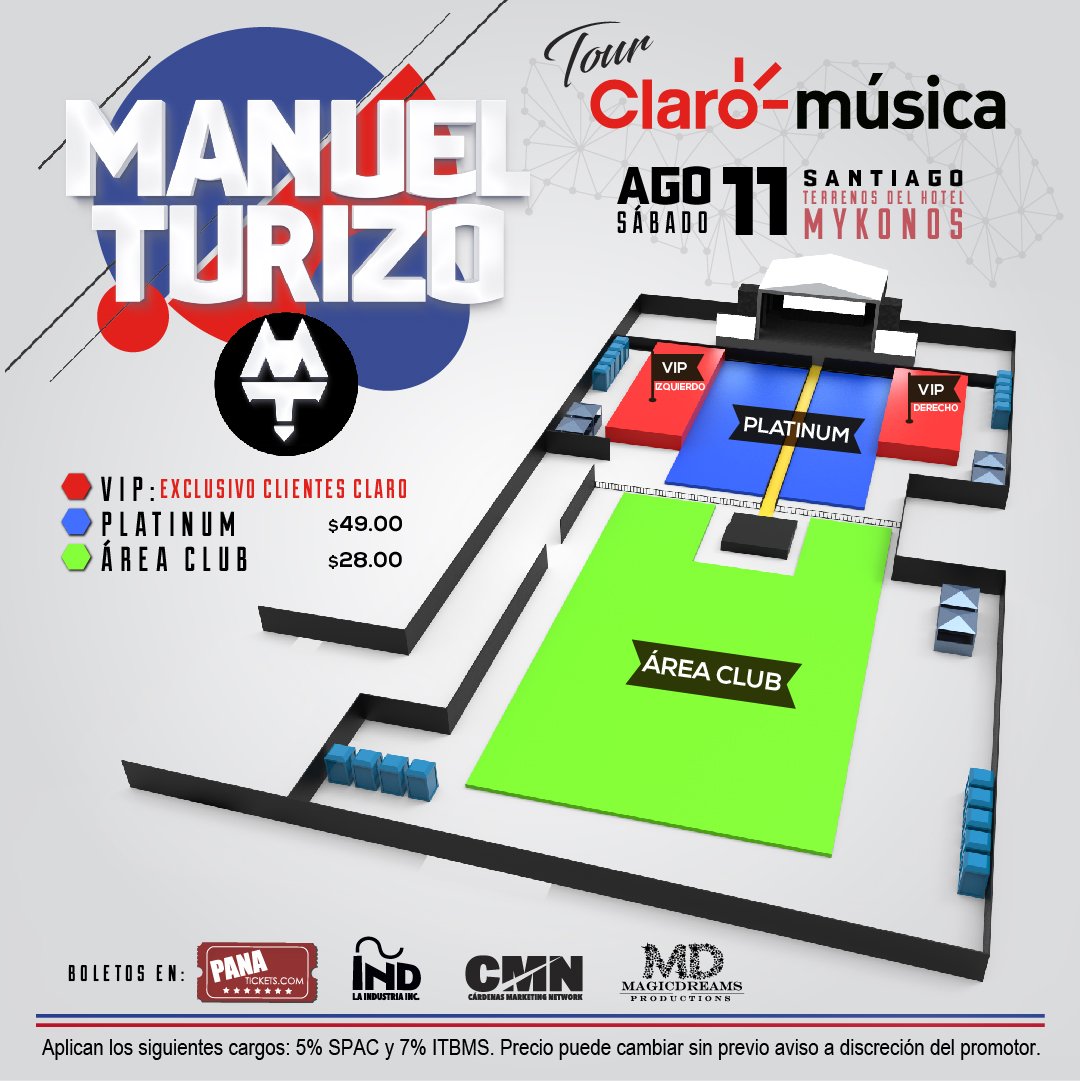 magicdreamsinc's tweet photo. Manuel Turizo dice presente en S A N  T I A G O en la primera edición de el #TourClaroMusica presentado por #ClaroMusica @claropanama el próximo 11 de agosto en el Hotel Mykonos de Santiago.
-
Boletos en >> @panatickets
-
#magicdreamsinc #LaMagiaQueInspira #ManuelTurizo #Santiago https://t.co/TZWcPniCJ0