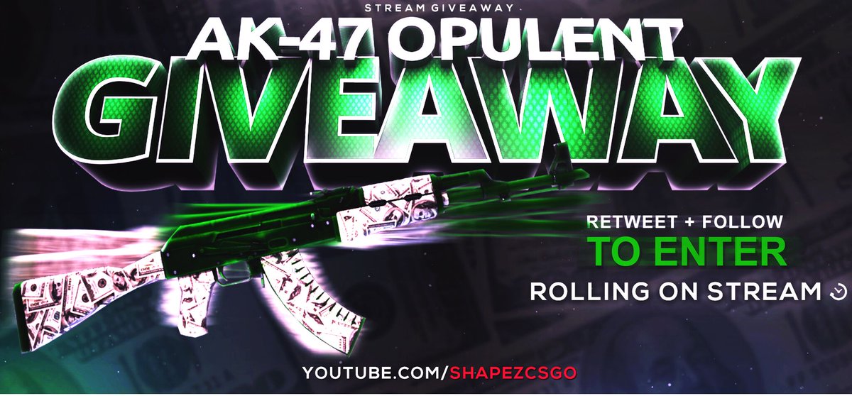 yungshapez's tweet photo. ✅AK OPULENT (7$) STREAM GIVEAWAY!

✅FOLLOW ME &amp; @CSGOBlocks &amp; RT
✅BE IN THE STREAM

STREAM LINK:
https://t.co/7uPRofSb2U       

⏰ROLLING IN 30 MINUTES⏰ https://t.co/b5pKugUT4C
