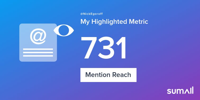 NickEgoroff's tweet photo. My week on Twitter 🎉: 1 Mention, 731 Mention Reach, 1 Like, 2 New Followers. See yours with https://t.co/xO6jV4tlsM https://t.co/jB652Iip77