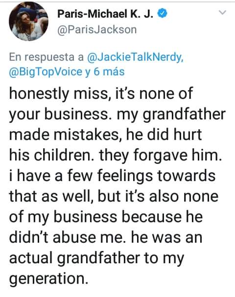 BonnieLamrock's tweet photo. Paris tweets regarding Bette Midler's evil comments about Joe Jackson. ♥ #mjfam #michaeljackson #mjeveryday #moonwalkers #MJForever #parisjackson @ParisJackson @Joe5Jackson #RIPJosephJackson #joejackson https://t.co/XmNpUWJNxn