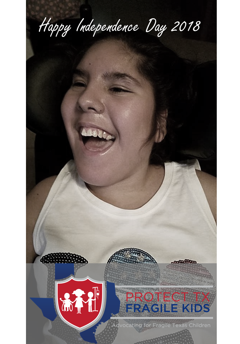One of the beautiful things about being an American: no matter what your condition, rare disorder, or disability, it should never define you or mean the death of right to life, liberty &amp; basic dignity. Happy #IndependenceDay2018!  #FourthofJuly2018 #protectTXfragilekids #txlege