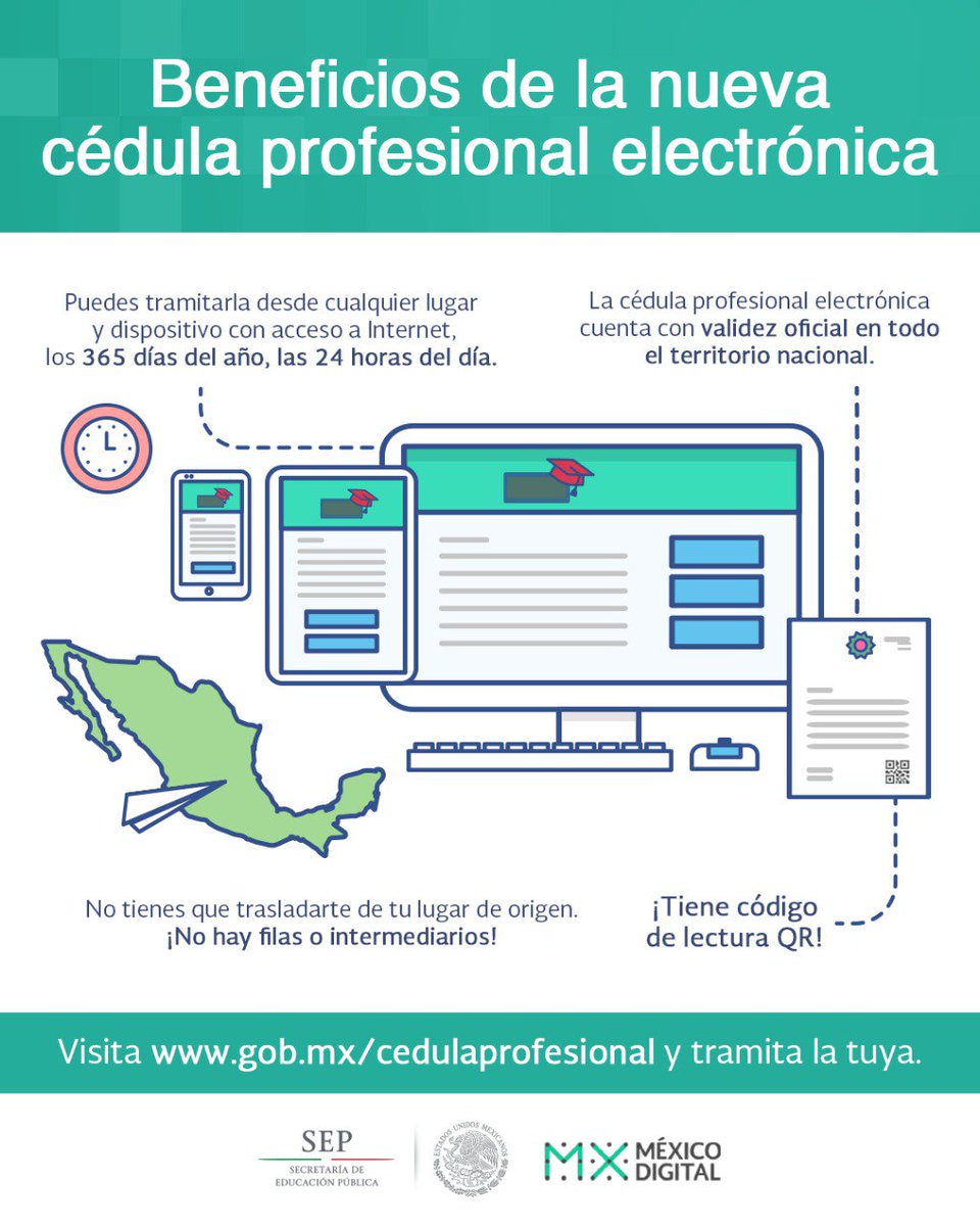 SEP_mx's tweet photo. ¿Ya tienes tu título en formato electrónico? ¡Obtén tu cédula de forma fácil y rápida! Visita https://t.co/T2XOh1XNgR https://t.co/JIhRc9xJFx