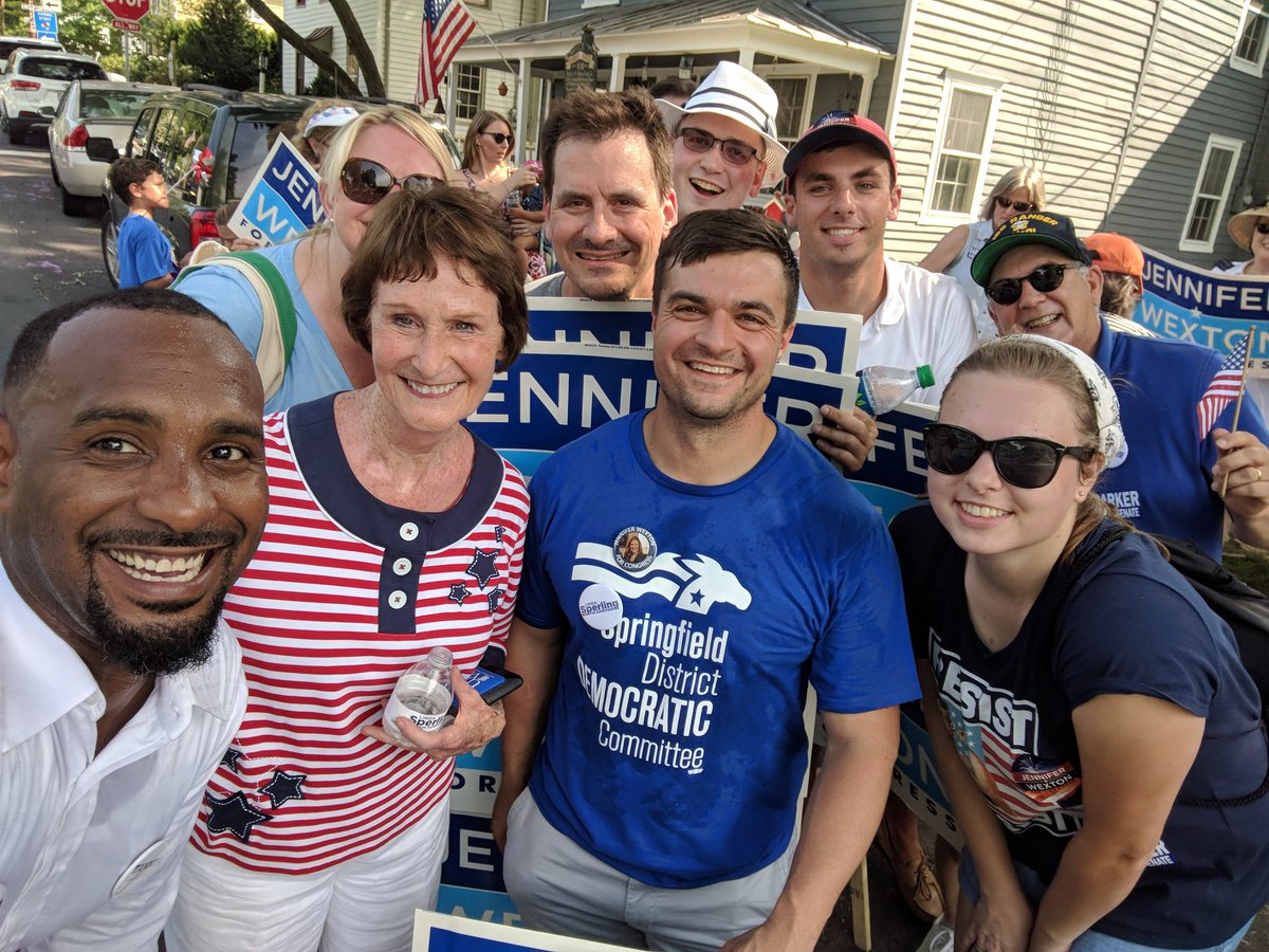 Tanner4Va's tweet photo. Last year this time my daughter had just been born and I snuck out of the hospital to march in the Clifton 4th parade. This year my family was with me! Happy 4th everyone! #flipthe40th #flipthe10th #flipspringfield https://t.co/ylbZaHUe3T
