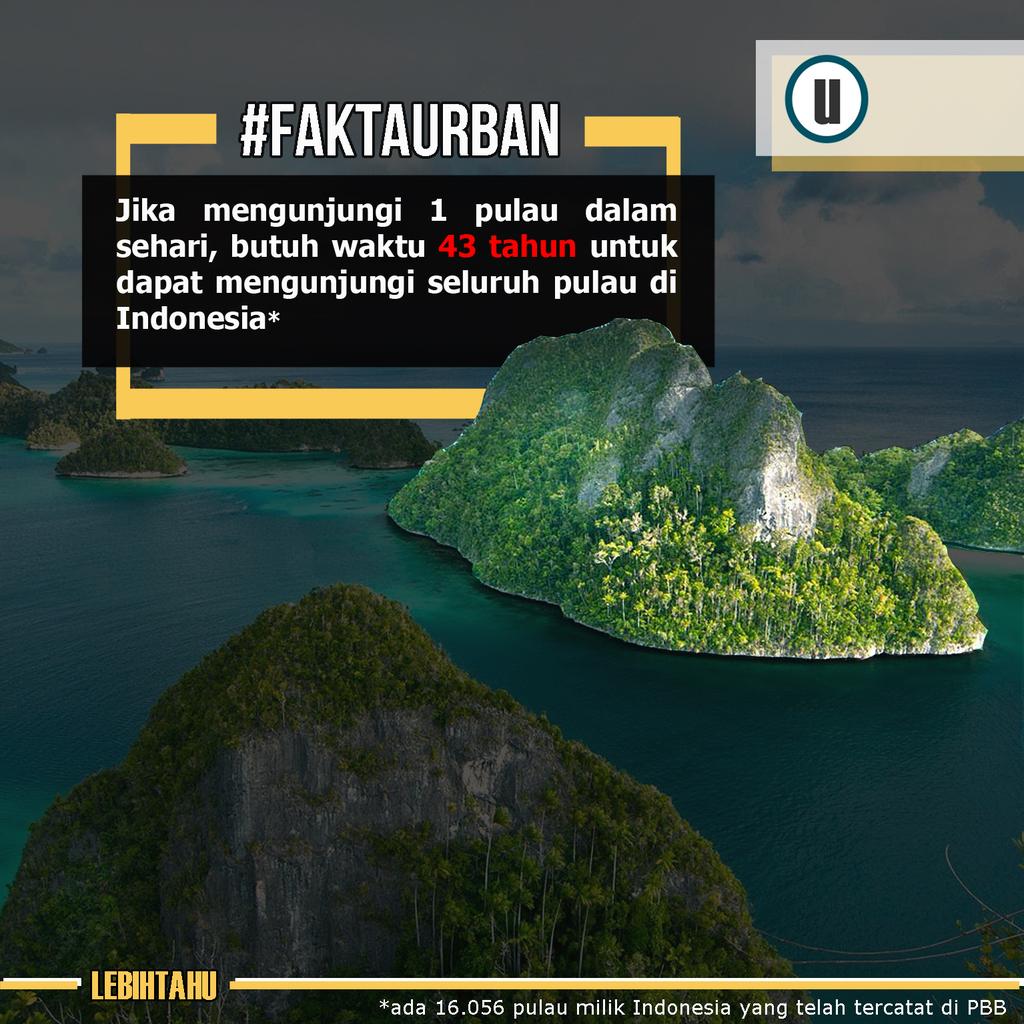 Butuh waktu setidaknya 43 tahun untuk mengunjungi seluruh pulau yg ada di negara kita 🇮🇩 #faktaurban 
#IndonesiaRaya #NKRI