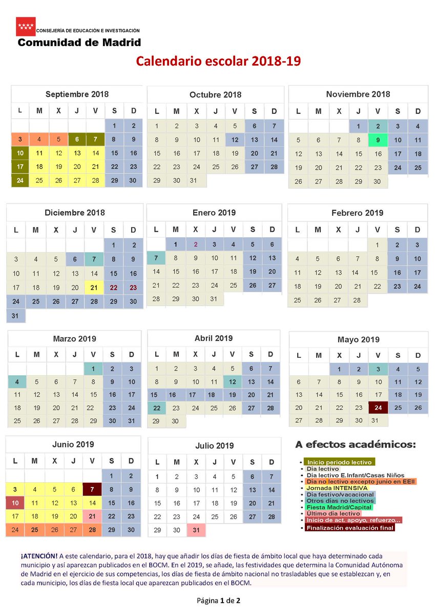 Ayuntamiento De Velilla San Antonio A Twitter Calendario Escolar Para El Curso 2018 2019 Https T Co Uyprjht0yt calendario escolar parla
