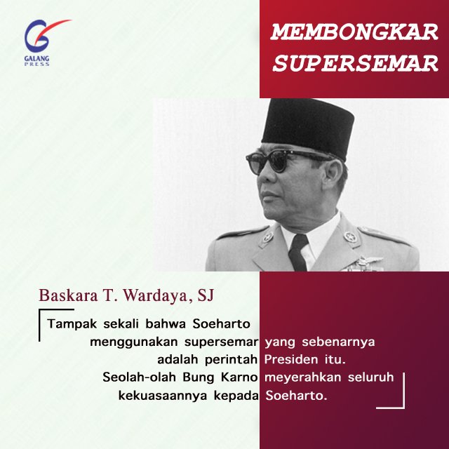 Tampak sekali bahwa soeharto menggunakan supersemar yang sebenarnya adalah perintah presiden itu. Seolah olah bung karno menyerahkan seluruh kekuasaannya kepada soeharto. 
Membongkar Supersemar: Dari CIA hingga Kudeta Merangkak Melawan Bung Karno