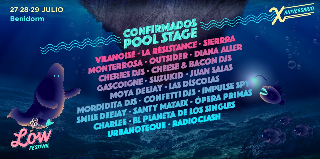 💦💿¡Ya está aquí la PROGRAMACIÓN de la Pool Stage! 💿💦 Más de 20 nombres que nos harán BAILAR sin parar en #Low2018. 🌴

📍Últimos abonos a la venta. ESTA NOCHE CAMBIO DE PRECIO: bit.ly/low2018