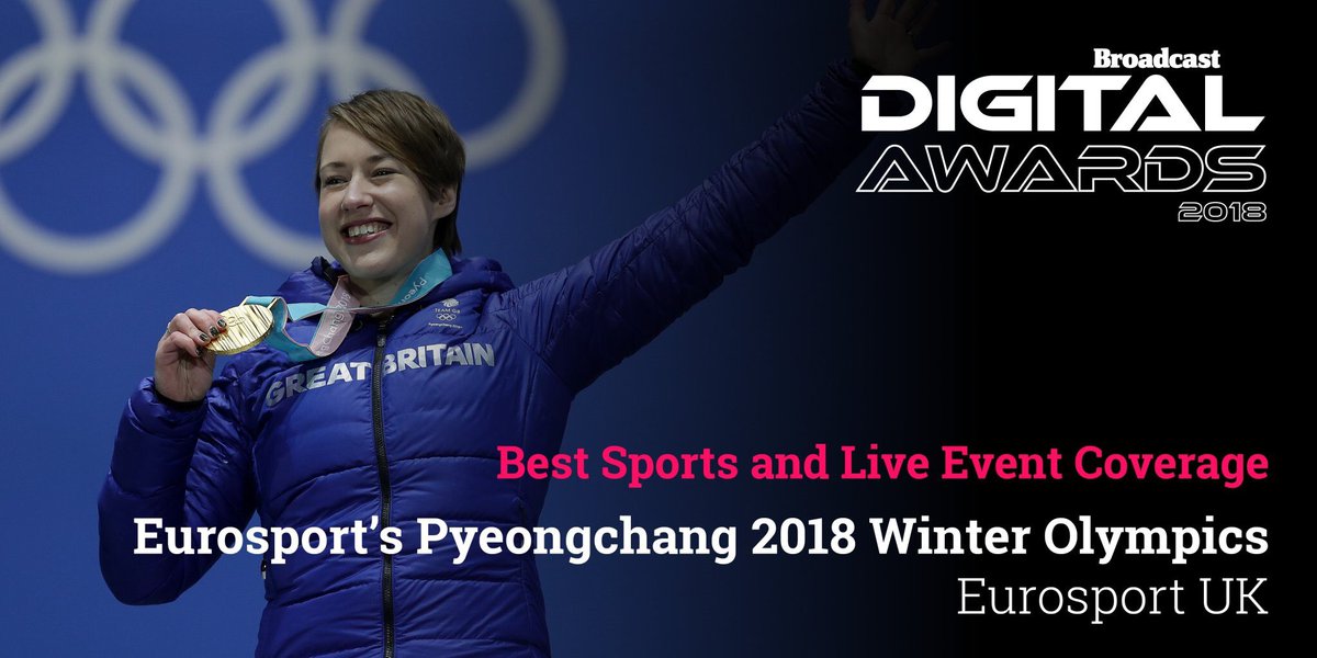 Proud to win 'Best Sports and Live Event Coverage of the Year' at the Broadcast Digital Awards for #PyeongChang2018. Recognised for innovative content and delivering every minute of the #Olympics live via #Eurosport Player #BroadcastDigi