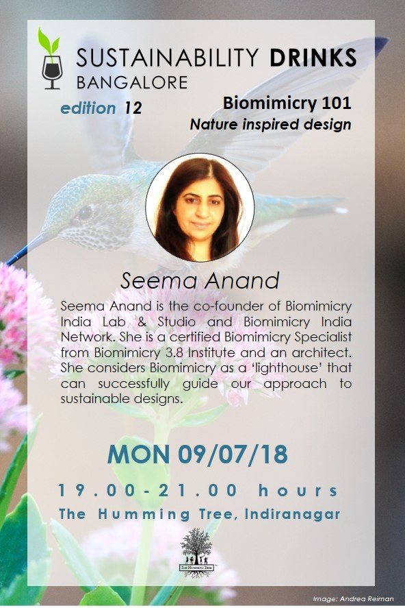 sustydrinksblr's tweet photo. Meet our speaker: Seema Anand
#SDBLR #sustainability #sustainabilitydrinksbangalore #biomimicry #thehummingtree #natureinspired #nature #bangalore #bengaluru #thingstodoinbangalore #ecofolk #thehummingtree #susty #networking #allevents #eventsinbangalore #sobangalore https://t.co/JGWb3WbL0E