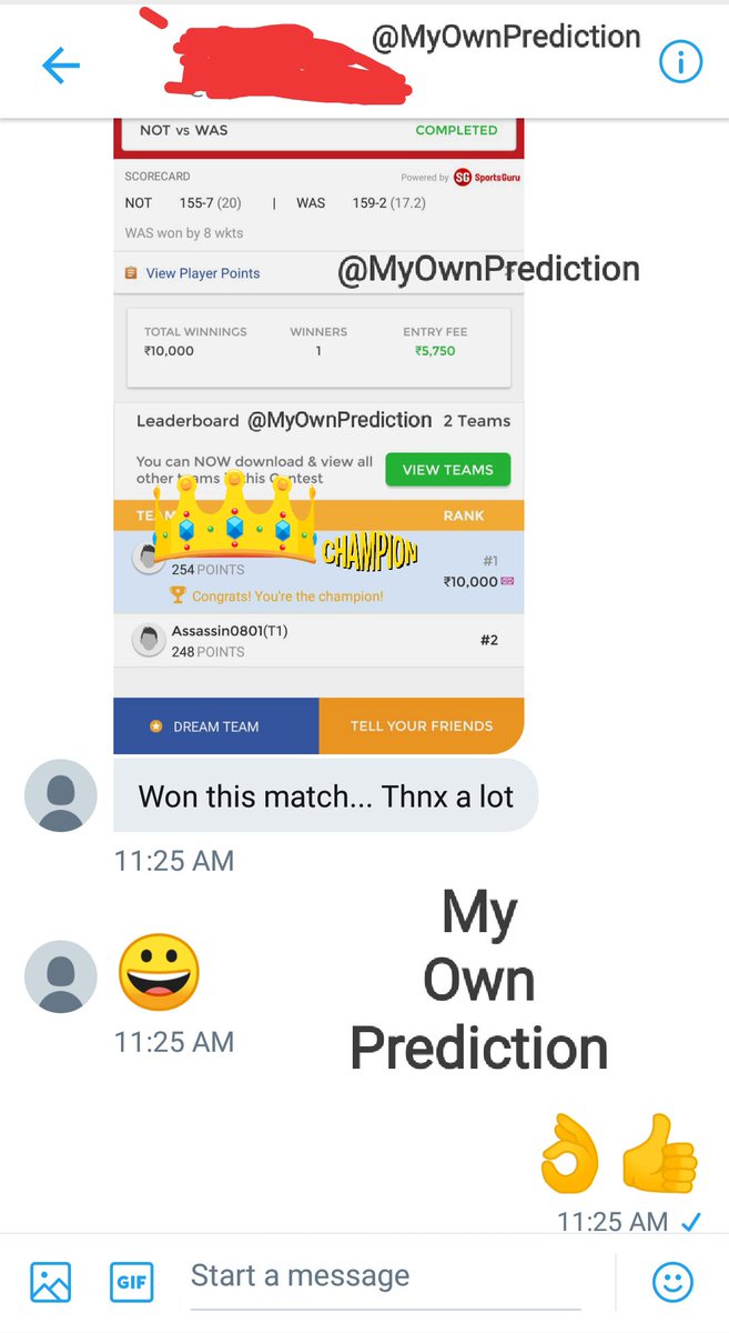 MyOwnPrediction's tweet photo. Our #BlastT20 Pack User Won Big in the 1st Match of #VitalityBlast 👌

Grand Winning Entry #Blast18 💥

#DreamTeam #Dream11 #Dream11Tips #NOTvWAS #Dream11expert #Dream11Team #DreamBig #Dream11guru #Dreamcatcher #VitalityT20Blast #England #FantasyCricket #dream11predictions #ENG https://t.co/SQjkyDWZCT