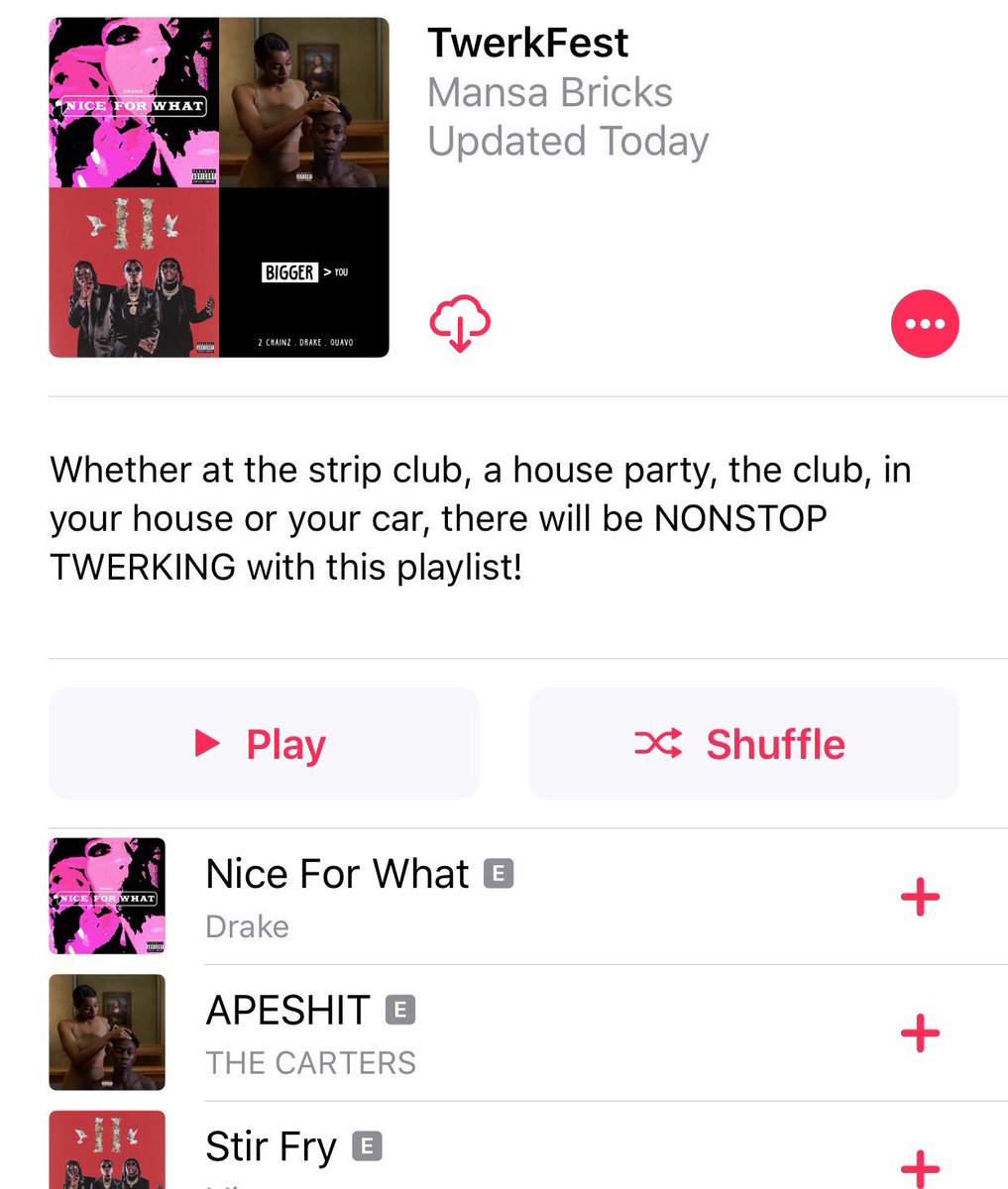 chasesudlah's tweet photo. The best Twerk playlist on @applemusic hands down! Curated by meπ
ππππππππππππ #twerkfest #applemusic #twerk #clap #cake #backthatassup #kod #liv #normajeans #chezjoey #stadiumdc #magiccity #booty #bounce #dmv #atl #miami #htown #neworleans #bigbootygirls #nyc #la https://t.co/7XNPy7u9rM