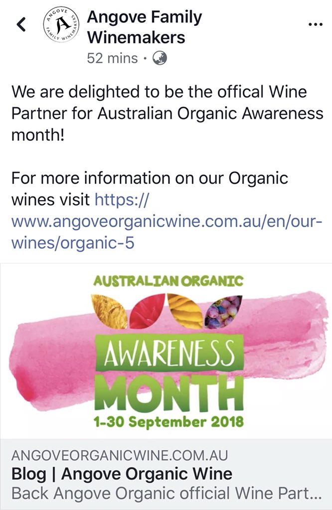 mOrganicsKim's tweet photo. @AngoveWine is the official wine partner of Australian Organic Awareness Month! 🙌🍷🍷🍷@AustOrganic #wine #Angove #AustralianOrganicAwarenessMonth #September #cheers #organicwine #McLarenVale #AOAM https://t.co/hTiMAXmkfX