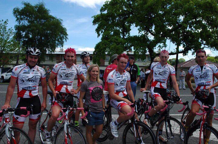 pincandsteel's tweet image. [Throwback Thursday: Tour of Southland Team turns pink for #cancerrehab
The six-man team weren&apos;t hard to spot – they all had bright pink hair and pink handlebars on their bikes. They raised money to support the PINC program in 2010. 
#athletessupportcancerrehab #moveovercancer