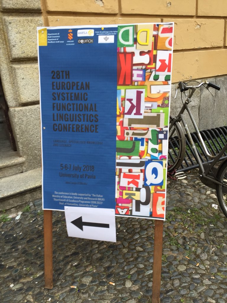 pnshrestha's tweet image. Getting ready for the opening of European Systemic Functional Linguistics Conference at the Univeristy of Pavia. Lots of sessions on specialised #language and application of systemic functional linguistics #sysfunc