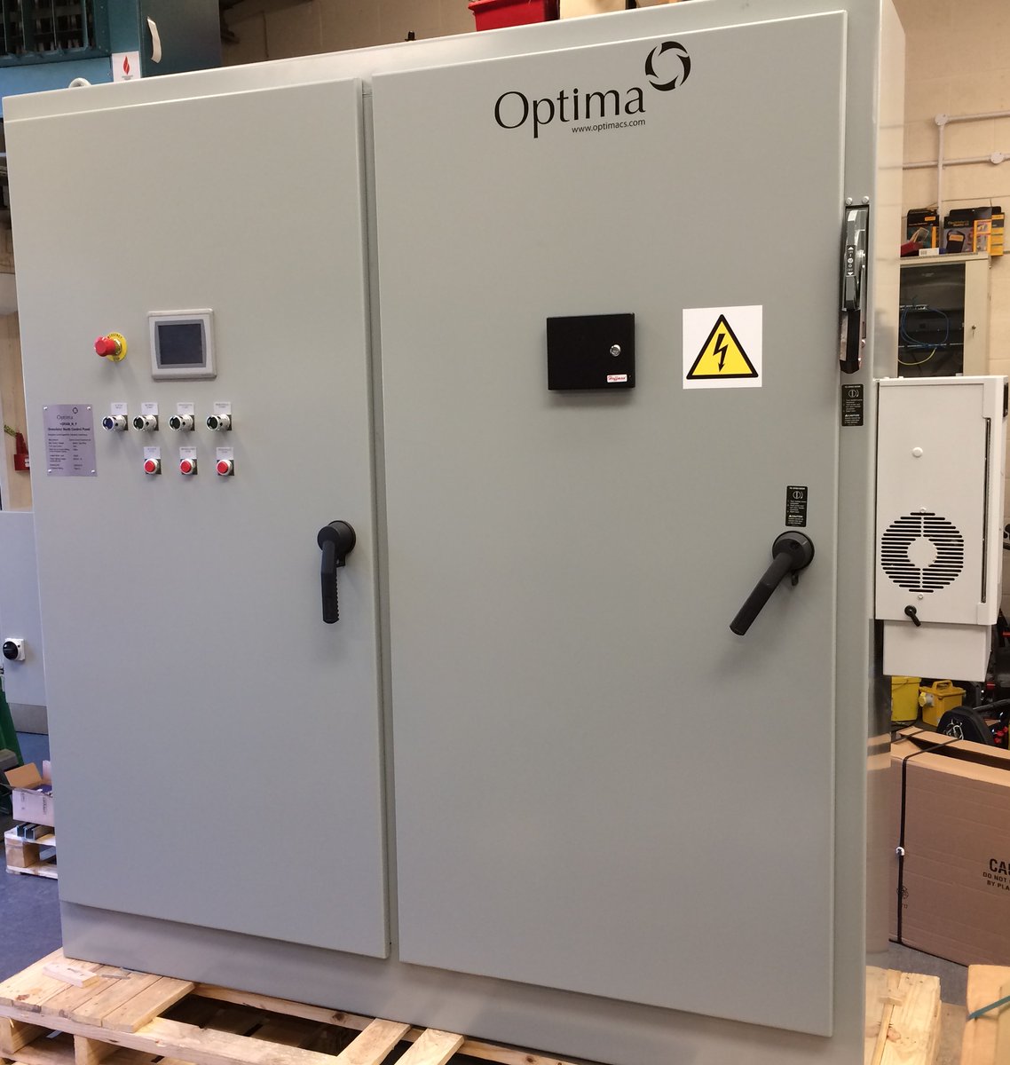 optimacs's tweet photo. First batch of UL-Rated control panels completed and ready for storage prior to shipping to the United States. Part of a fully integrated @ROKAutomation control system featuring #controllogix with #GuardLogix and #PowerFlexDrives. https://t.co/la6psbqtm0
