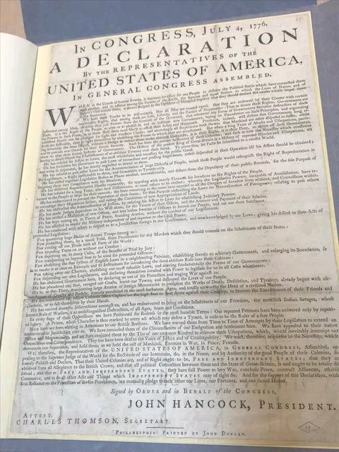 BAbbey_History's tweet photo. Yesterday BA’s A level History students were lucky enough to see 1 of the 8 surviving original copies of the American Declaration of Independence. This was particularly poignant given it was Independence Day! https://t.co/ijmeOJzTqz