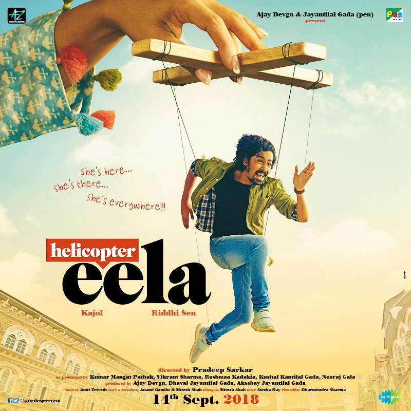 Can’t wait for this amazing movie 😍
She’s here, she’s there, she’s everywhere ! 
#HelicopterEela releasing on the 14th of September 🎉
@KajolAtUN #PradeepSarkar #RiddhiSen