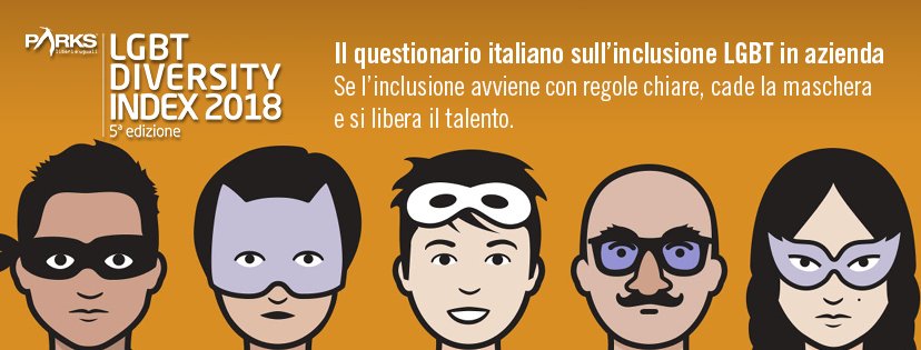 parksdiversity's tweet photo. E’ online la quinta edizione del Parks #LGBTDiversityIndex.
Il questionario potrà essere compilato fino al 14 settembre 2018
https://t.co/OS6mMxKxXt #compilate #condividete https://t.co/1L59i9fegv