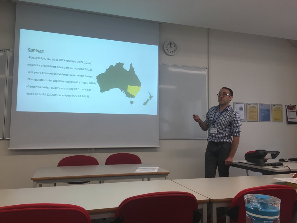 Martin Quirke from <a href="/dementiacentre/">Dementia Centre</a> presents on his PhD findings from Queensland, Australia on care home design #BSG18