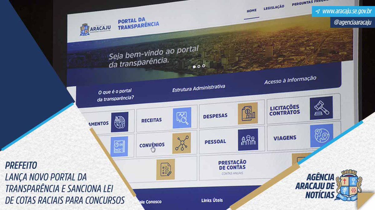 AgenciaAracaju's tweet photo. Prefeito lança novo Portal da Transparência e sanciona lei de cotas raciais para concursos 
Leia mais: https://t.co/iYZ9R2GUZZ https://t.co/69MJtCvDrg