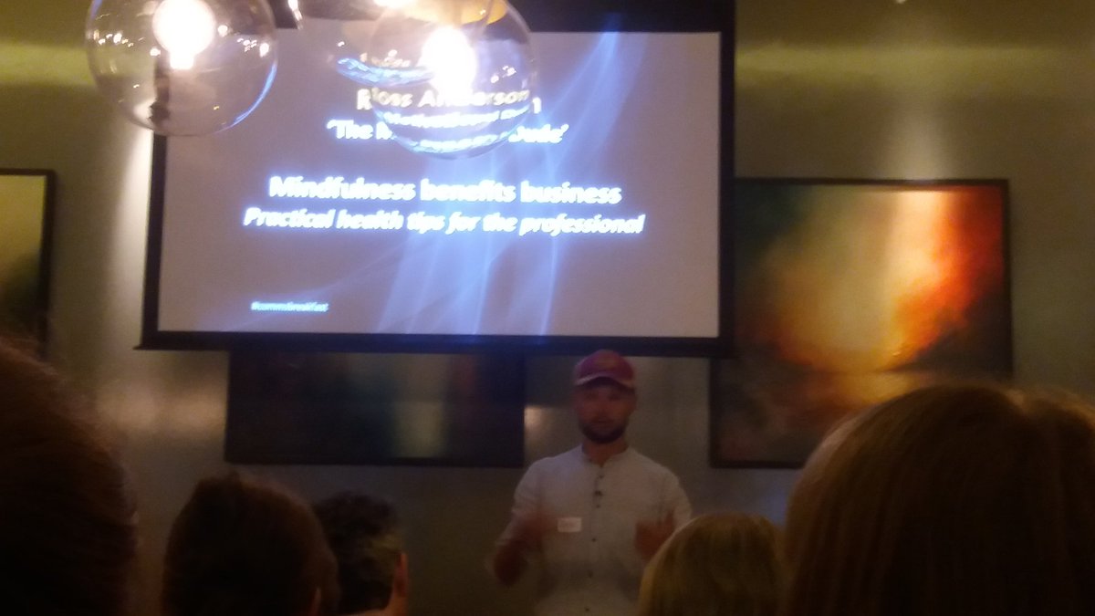 wendyspencer66's tweet photo. A different start to the morning with @motiv8ionaldude #commsbreakfast Good fun and practical tips about well-being and #mindfullness from someone who has clearly turned their life around. https://t.co/IoC5Sv27Q5
