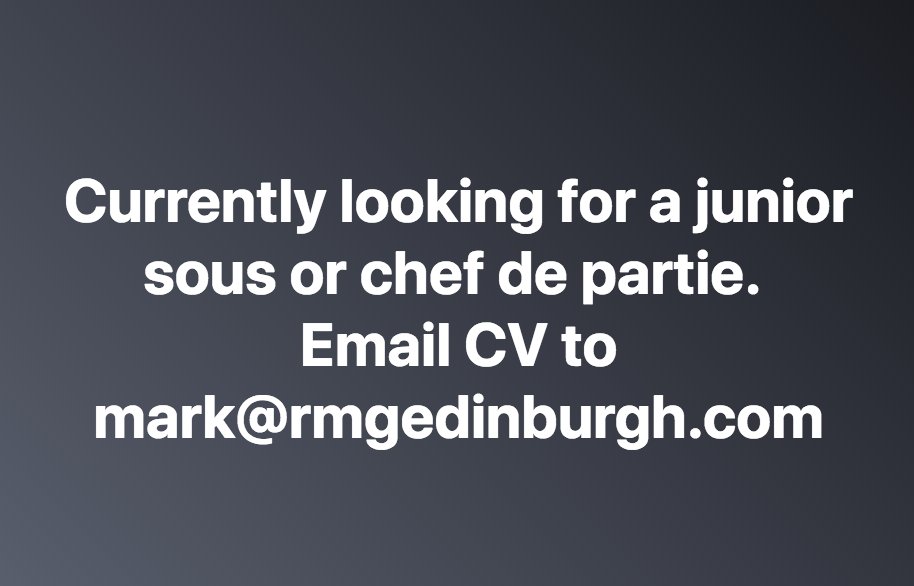 markgreenaway's tweet image. HELP me out Twitter folks, i have been searching for a chef de partie or a junior sous chef now for well over a month and very little applicants unless you count the applications from the middle east who do not have a visa or work permit to be here .