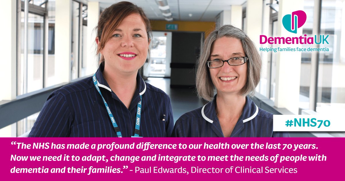 The NHS has made a profound difference to our health over the last 70 years. Now we need it to adapt, change and integrate to meet the needs of people with dementia and their families. #NHS70 #HappyBirthdayNHS