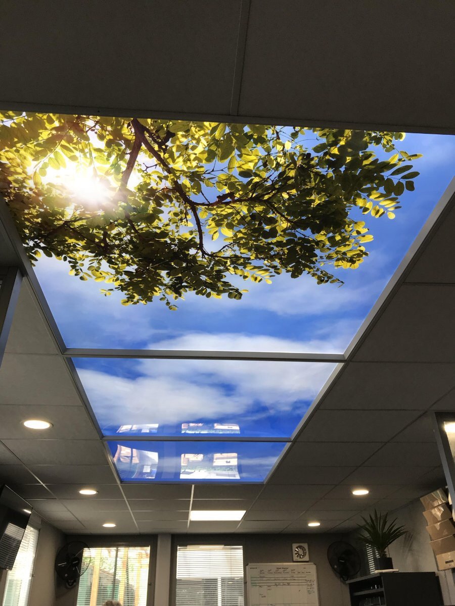 Thought we’d give our office a bit of a face lift! Little bit to go, but starting to come together. Get in touch if you like the look of our LED Sky Panel, we offer a standard range as well as bespoke graphics. #Ceilingtiles #ledsky #office