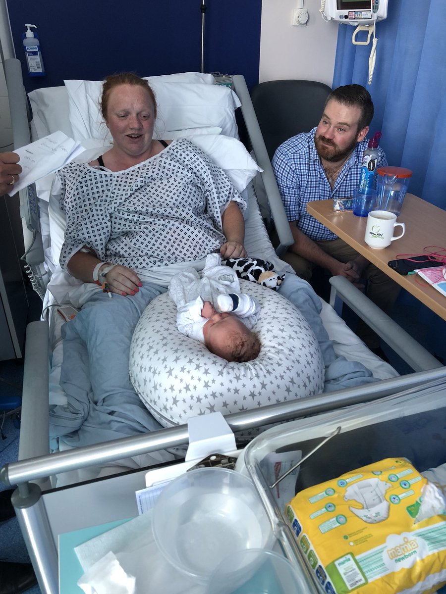 New mum Harriet, dad Caiaron and baby Kallen, born early this morning. Luke Deal from <a href="/BBCSuffolk/">BBC Suffolk</a> breakfast show is about to speak to them live. #loveyournhs #NHS70