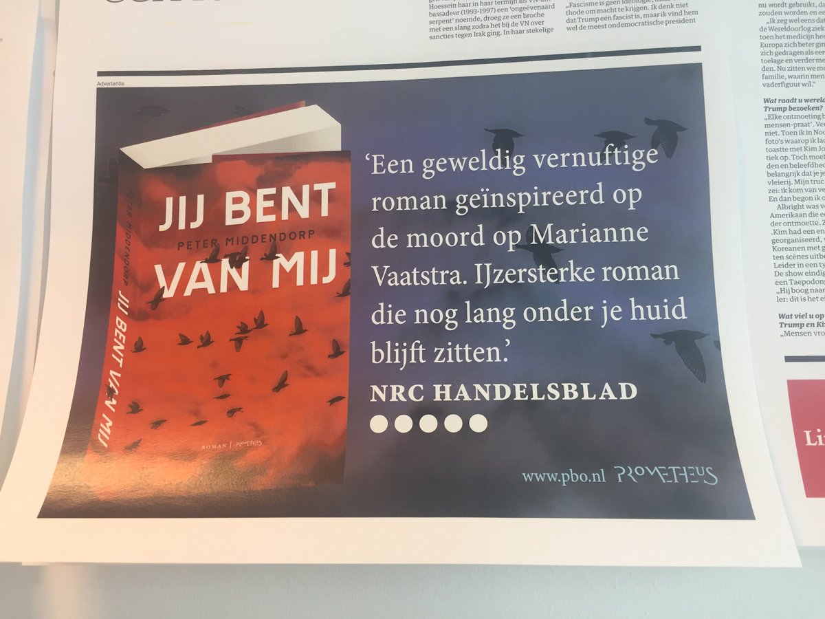 Thomas de Veen on Twitter: "Morgen staat deze advertentie met koeienletters weer in @nrc. Goed boek van Middendorp, ik gaf vijf ballen, denk aub niet dat ik zulke krukkige kreten