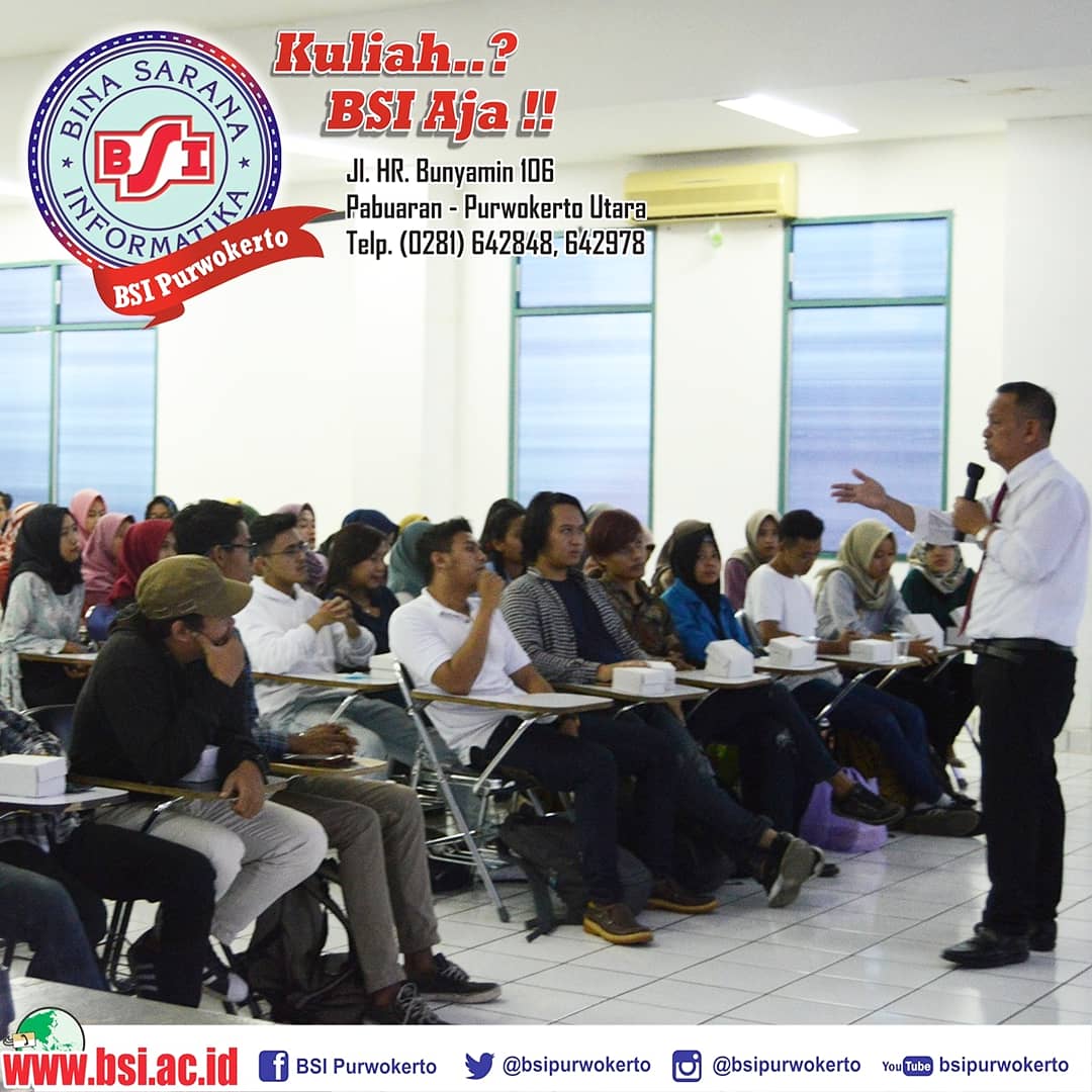 bsipurwokerto's tweet image. Seminar Karir Sesi Kedua untuk kelas 12.2A, 12.2B, dan 12.2C dengan Narasumber Bapak Hilman Jumena dari GM Hotel Java Heritage, Rabu (4/7) di Aula Kampus BSI Purwokerto

#seminarkarir
#javaheritage
#hotelpurwokerto
#bsipurwokerto
#purwokerto 
#kuliahbsiaja