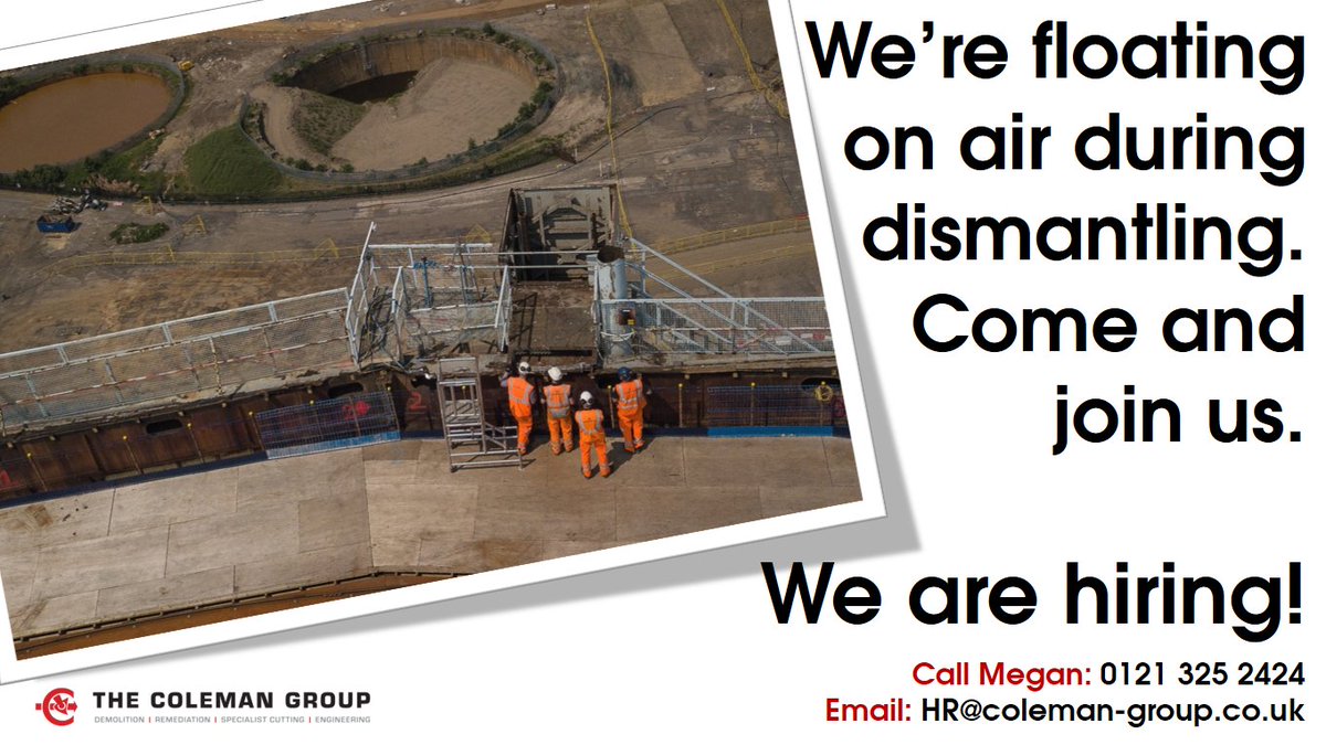 Check out our jobs: bit.ly/2HDm50Y
If interested contact Megan directly on 0121 325 24244.

#demolition #job #career #recruitment #technology #innovation #engineering #apprentices