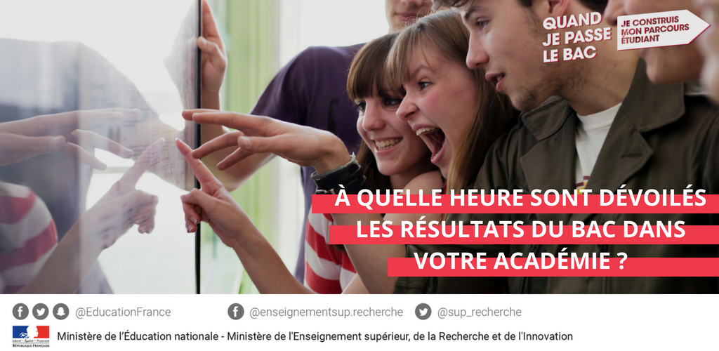 education_gouv's tweet photo. J-1: à quelle heure seront dévoilés les #ResultatsBac dans votre académie ? Retrouvez tous les horaires ici → https://t.co/5F4lUF6RfA #bac2018 https://t.co/TnZSFZ6wJa