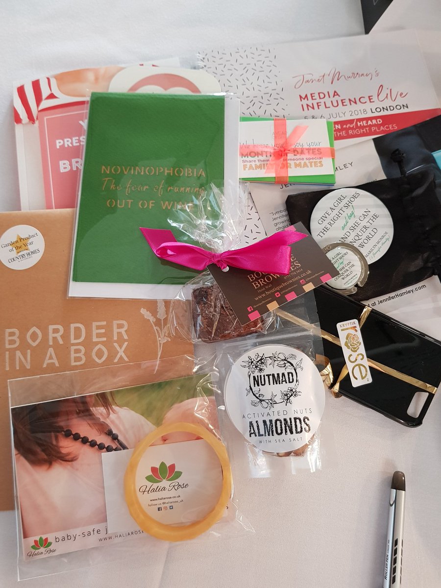 Goody bag including the lovely @borderinabox @Nutmad_ @BtiqueBrownies #MIL2018